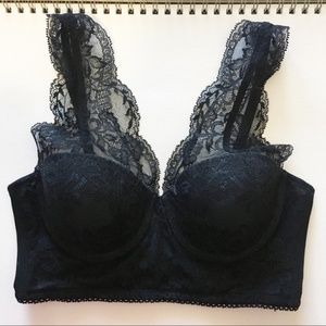 NWOT Anthropologie | Morgan De Toi black lace crop top bra US 34C